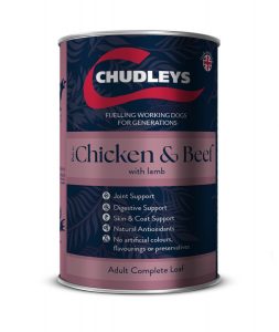 Chudleys Complete Wet Adult Working Dog Rich in Chicken & Beef with Lamb Wet Dog Food Cans - 12 x 395g